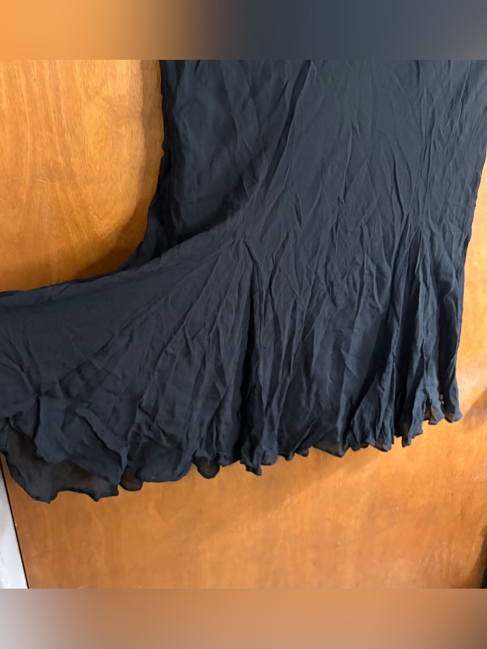 J. Crew Gwyneth Flounce Hem Midi Slip Skirt Black Chiffon XL Goth Fairy Grunge - Picture 8 of 11